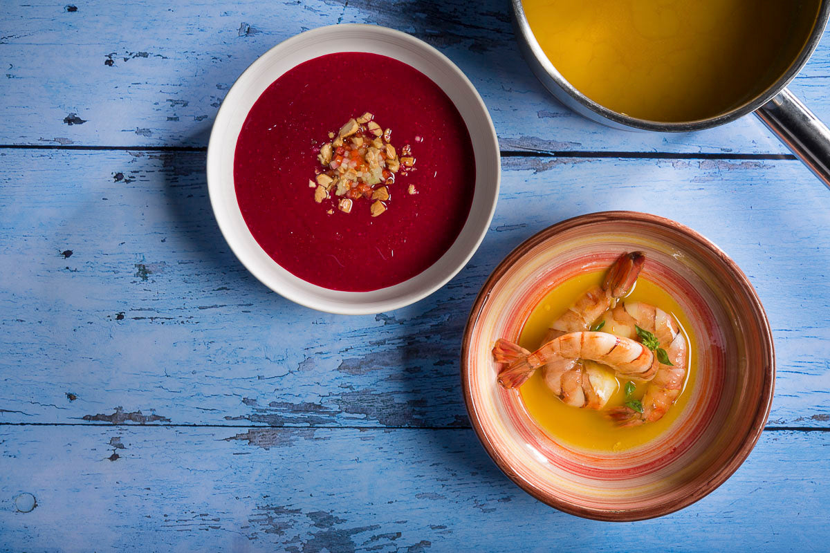 GARNELEN MIT SAFRANSUD - ROTE BETE GAZPACHO