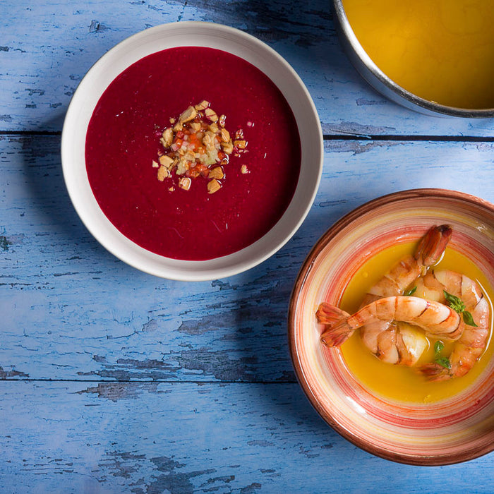 GARNELEN MIT SAFRANSUD - ROTE BETE GAZPACHO