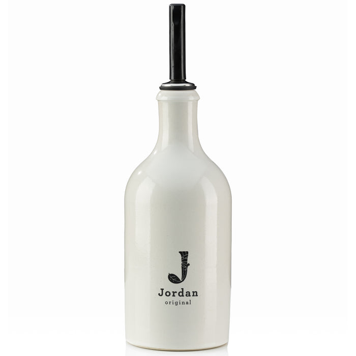 Jordan Original - Keramikflasche breit - weiß glänzend - 500 ml inkl. Edelstahlausgießer herausnehmbar