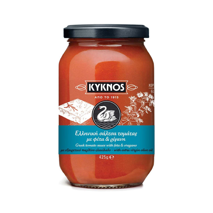 KYKNOS S.A. Greek Canning - Original griechische Tomatensauce mit Feta & Oregano - 425 g