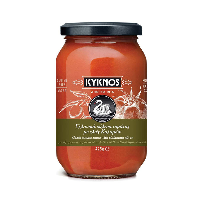KYKNOS S.A. Greek Canning - Original griechische Tomatensauce - Tomate & Kalamata Oliven - 425 g