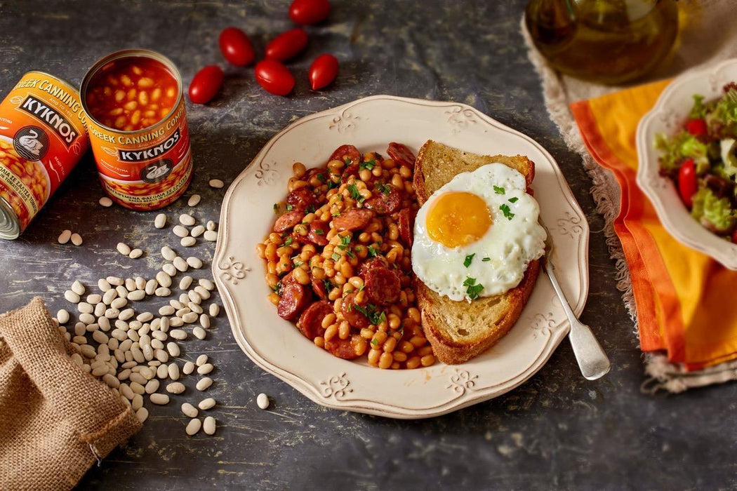 KYKNOS S.A. Greek Canning - Baked Beans in Tomatensauce aus Griechenland - 10er Pack - 10 x 420g