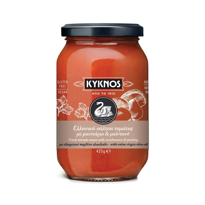 KYKNOS S.A. Greek Canning - Original griechische Tomatensauce - Champignons & Petersilie - 425 g