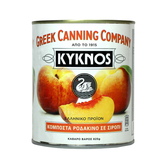 KYKNOS S.A. Greek Canning - Pfirsiche in Sirup - aus Griechenland - 10er Pack - 10x 825 g Dose