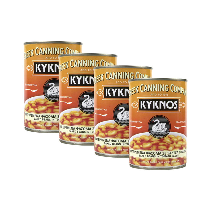 KYKNOS S.A. Greek Canning - Baked Beans in Tomatensauce aus Griechenland - 4er Pack - 4 x 420g