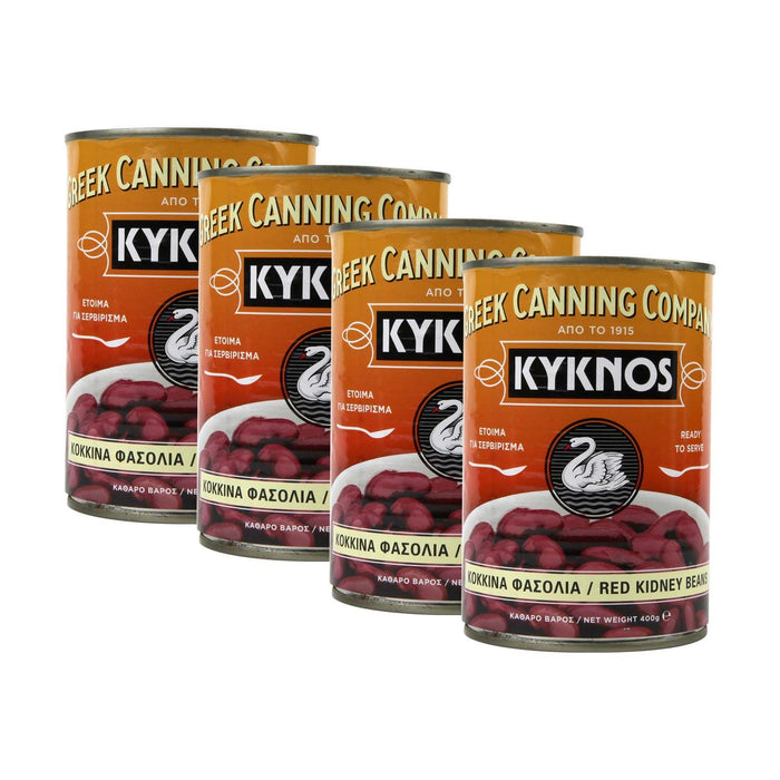 KYKNOS S.A. Greek Canning - Kidney Bohnen gegart aus Griechenland - 4er Pack - 4 x 400g