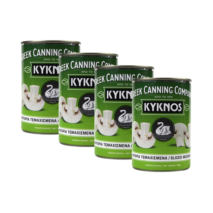 KYKNOS S.A. Greek Canning - Champignons geschnitten aus Griechenland -  4er Pack - 4x 400g