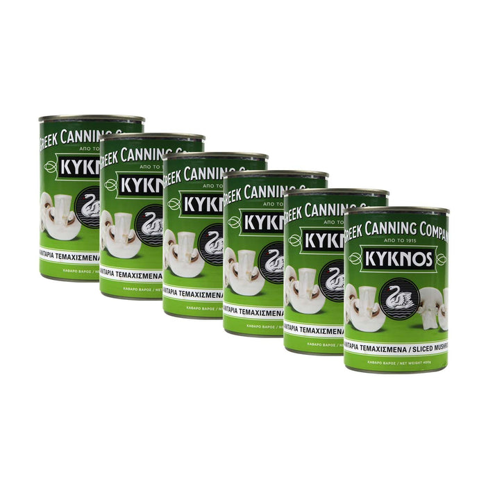 KYKNOS S.A. Greek Canning - Champignons geschnitten aus Griechenland - 6er Pack - 6 x 400g
