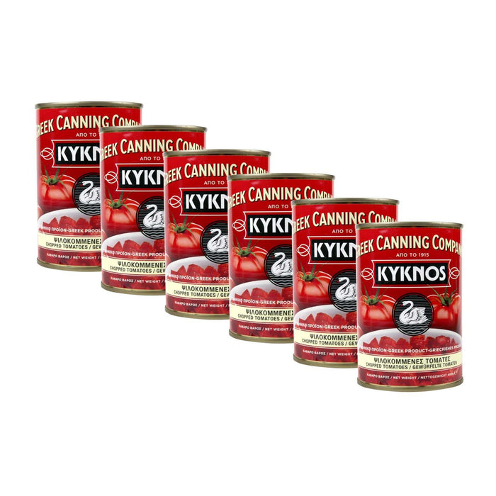 KYKNOS S.A. Greek Canning - Gewürfelte Tomaten (stückig und gehackt ) im Tomatensaft aus Griechenland - 6er Pack (6 x 400g)