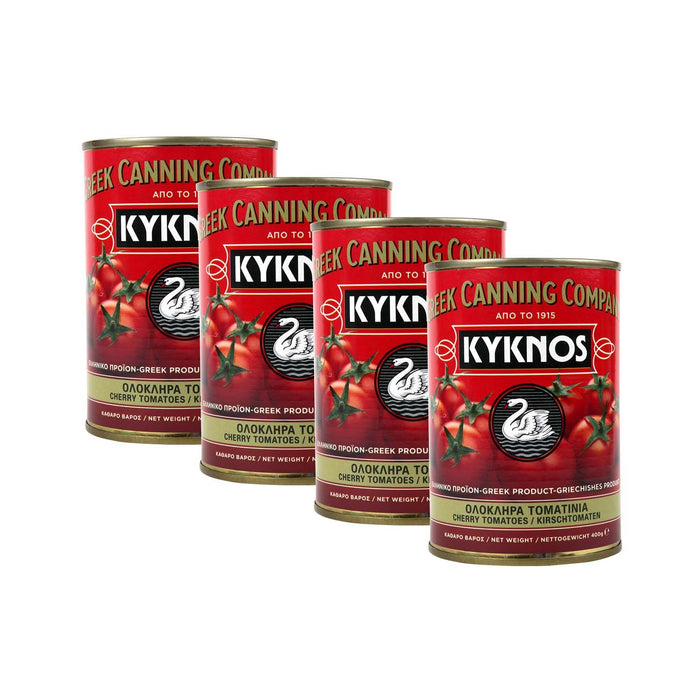KYKNOS S.A. Greek Canning - Kirschtomaten (Cherrytomaten ) aus Griechenland - 4er Pack - 4 x 400g Dose