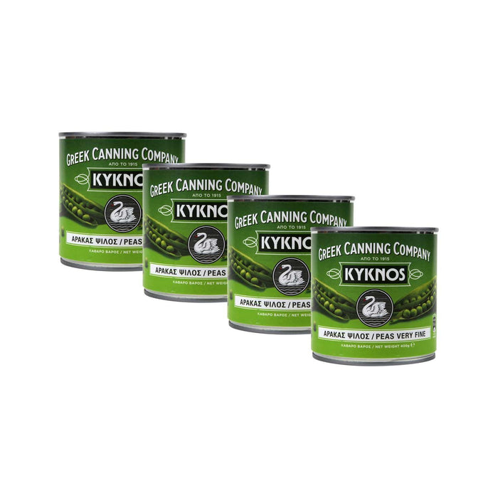 KYKNOS S.A. Greek Canning - Erbsen fein aus Griechenland - 4er Pack - 4 x 400g