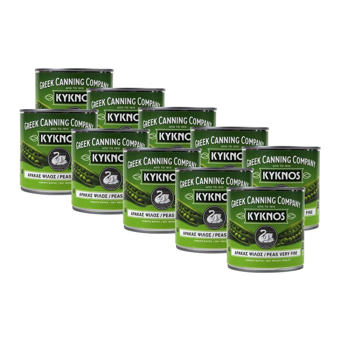 KYKNOS S.A. Greek Canning - Erbsen fein aus Griechenland - 10er Pack - 10 x 400g Dose