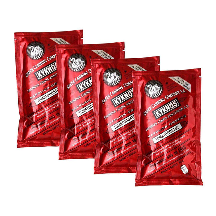 KYKNOS S.A. Greek Canning - Tomatenmark - doppelt konzentrierte Tomatenpaste aus Griechenland - 28-30%  - 4er Pack - 4x 70g Alubeutel