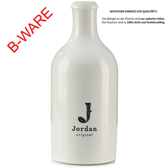 Jordan Original - Keramikflasche breit - weiß glänzend mit schwarzem Jordan Logo - ohne Ausgießer - 500 ml - B-WARE - 30% RABATT
