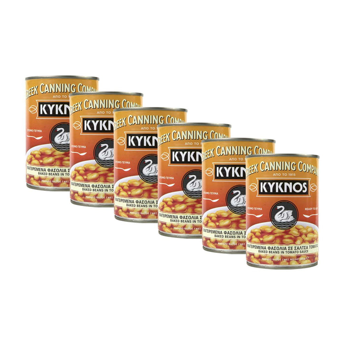 KYKNOS S.A. Greek Canning - Baked Beans in Tomatensauce aus Griechenland - 6er Pack - 6 x 420g