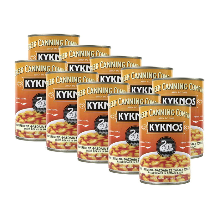 KYKNOS S.A. Greek Canning - Baked Beans in Tomatensauce aus Griechenland - 10er Pack - 10 x 420g