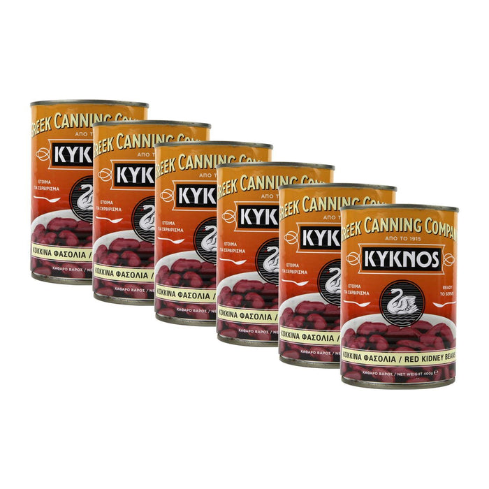 KYKNOS S.A. Greek Canning - Kidney Bohnen gegart aus Griechenland - 6er Pack - 6 x 400g