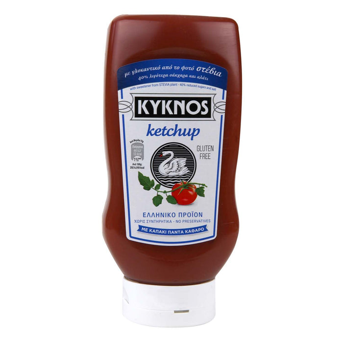 KYKNOS S.A. Greek Canning - Fruchtiger Tomaten Ketchup - aus Griechenland mit Stevia - 540g Squeeze Flasche