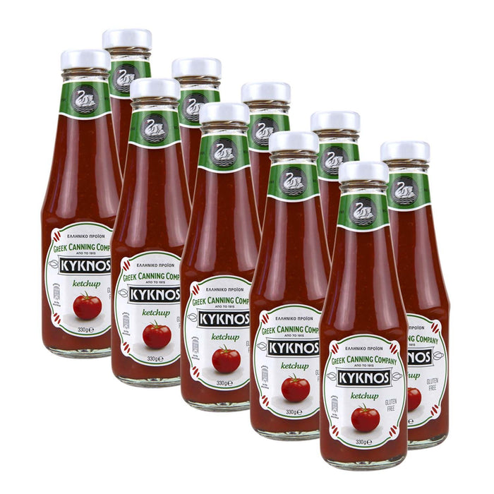 KYKNOS S.A. Greek Canning - Fruchtiger Tomaten Ketchup aus Griechenland - 10er Pack - 10x 330g Flasche