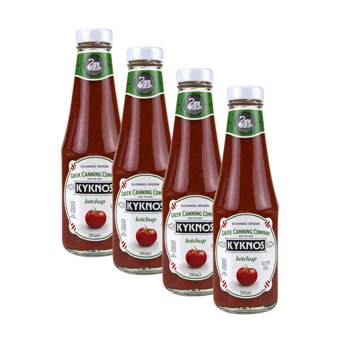 KYKNOS S.A. Greek Canning - Fruchtiger Tomaten Ketchup aus Griechenland - 4er Pack - 4x 330g Flasche