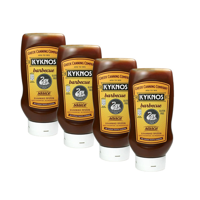 KYKNOS S.A. Greek Canning - BBQ Sauce aus Griechenland - 4er Pack - 4x 560g Squeeze Flasche