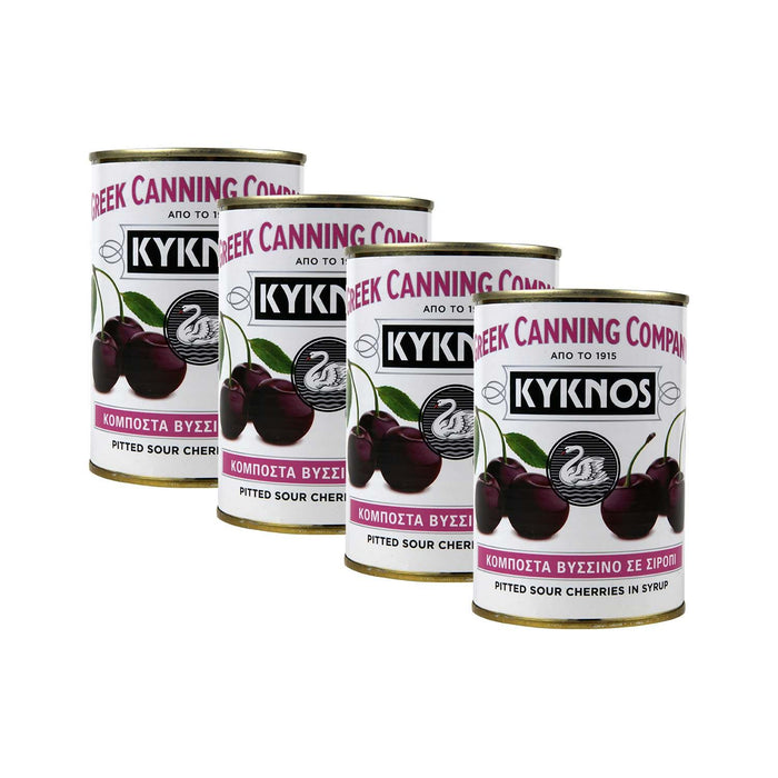 KYKNOS S.A. Greek Canning - Sauerkirschen in Sirup - aus Griechenland -  4er Pack - 4 x 425g