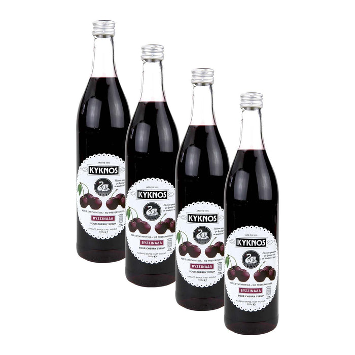 KYKNOS S.A. Greek Canning - Sauerkirschen Sirup aus Griechenland - 4er Pack - 4x 900g Flasche
