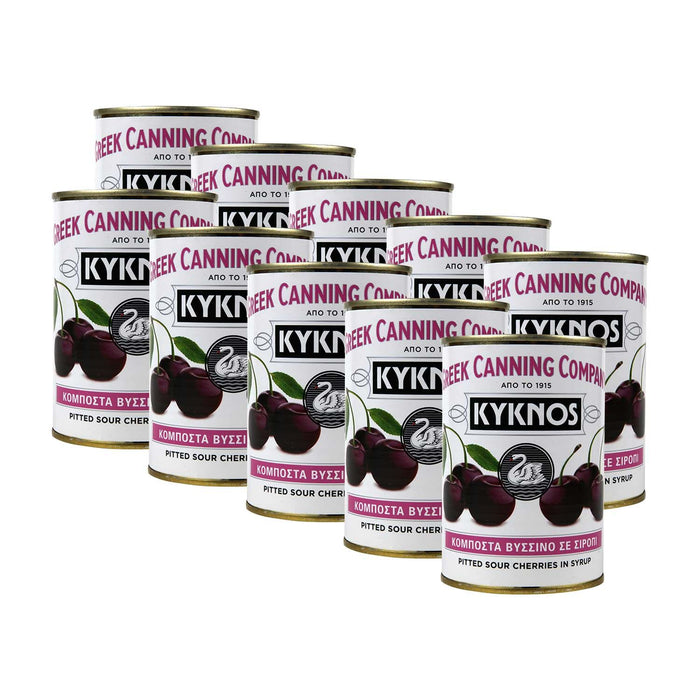 KYKNOS S.A. Greek Canning - Sauerkirschen in Sirup - aus Griechenland - 10er Pack - 10x 425g