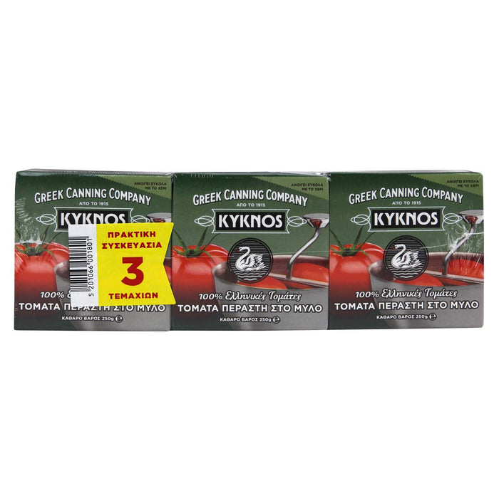 KYKNOS S.A. Greek Canning - Gemahlene Tomaten aus Griechenland - 3x 250g Packung