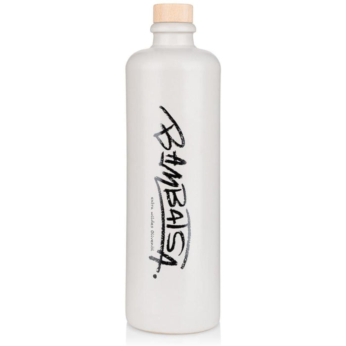 Jordan Olivenöl - Bambatsa extra wildes Olivenöl - 500 ml - Keramikflasche - schmal - matt weiß befüllt