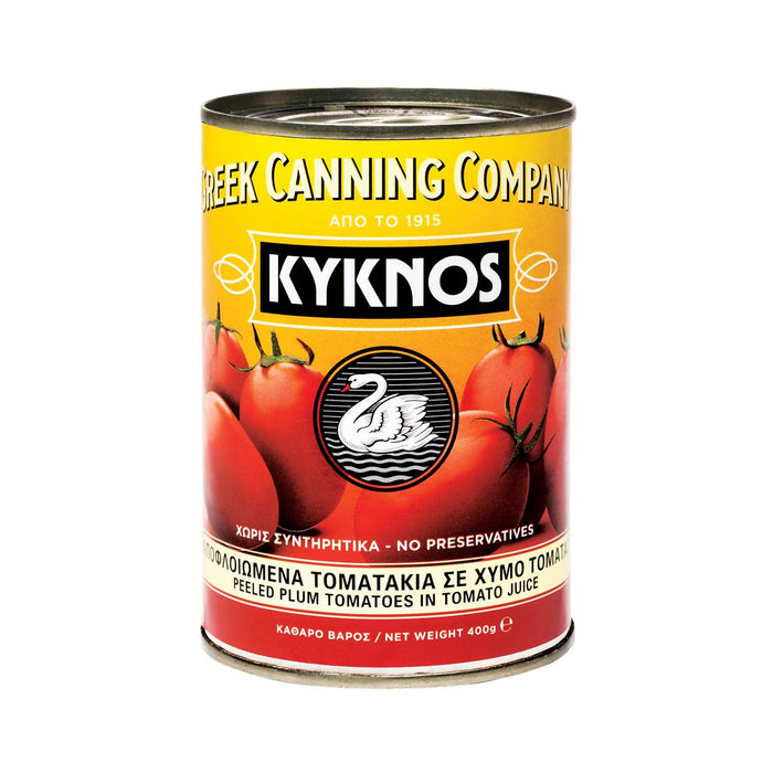 KYKNOS S.A. Greek Canning - Ganze Geschälte Tomaten (Schältomaten ) im Tomatensaft aus Griechenland - 400g Dose