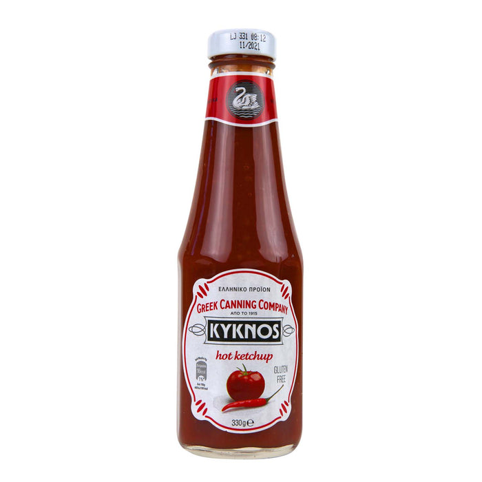 KYKNOS S.A. Greek Canning - Fruchtiger Tomaten Ketchup aus Griechenland - leicht scharf - 4er Pack - 4x 330g Flasche