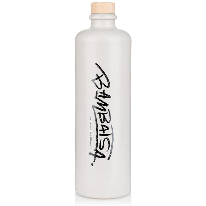 Jordan Olivenöl - Bambatsa extra wildes Olivenöl - 500 ml - Keramikflasche - schmal - matt weiß befüllt