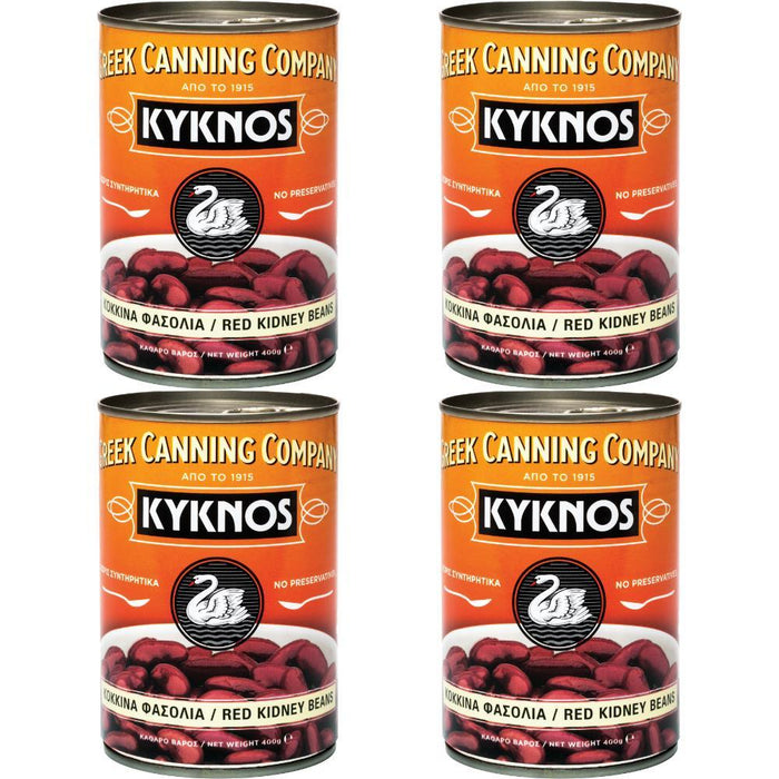KYKNOS S.A. Greek Canning - Kidney Bohnen gegart aus Griechenland - 4er Pack - 4 x 400g