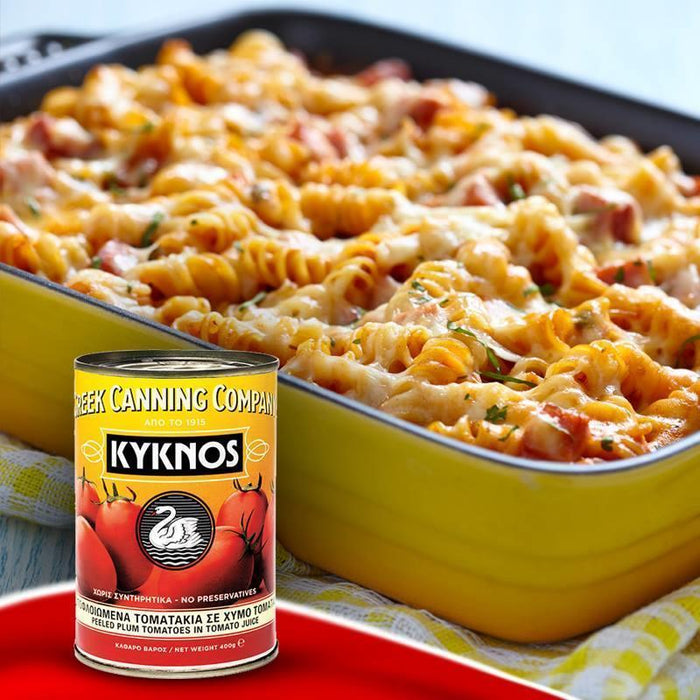 KYKNOS S.A. Greek Canning - Ganze Geschälte Tomaten (Schältomaten ) im Tomatensaft aus Griechenland -  6er Pack - 6 x 400g Dosen