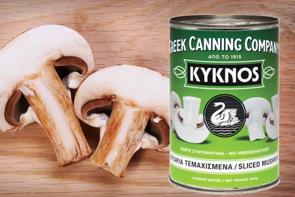 KYKNOS S.A. Greek Canning - Champignons geschnitten aus Griechenland - 10er Pack - 10 x 400g Dosen