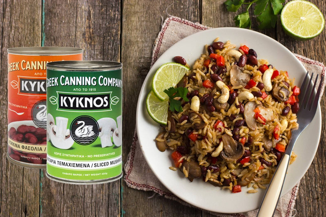 KYKNOS S.A. Greek Canning - Champignons geschnitten aus Griechenland - 10er Pack - 10 x 400g Dosen