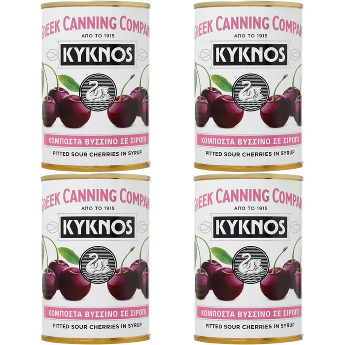 KYKNOS S.A. Greek Canning - Sauerkirschen in Sirup - aus Griechenland -  4er Pack - 4 x 425g