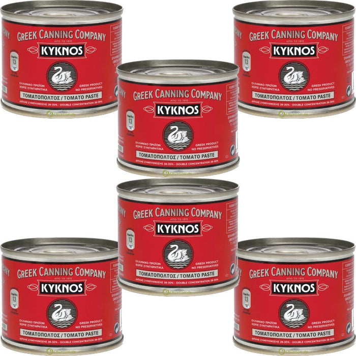 KYKNOS S.A. Greek Canning - Tomatenmark - doppelt konzentrierte Tomatenpaste aus Griechenland - 28-30% - 6er Pack - 6x 200g Dose