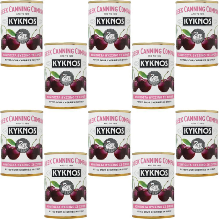 KYKNOS S.A. Greek Canning - Sauerkirschen in Sirup - aus Griechenland - 10er Pack - 10x 425g