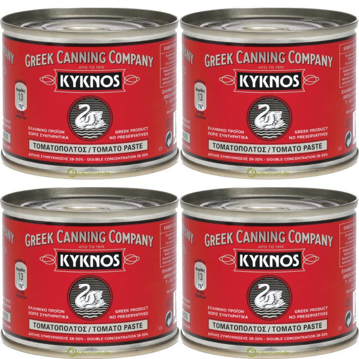 KYKNOS S.A. Greek Canning - Tomatenmark - doppelt konzentrierte Tomatenpaste aus Griechenland - 28-30% - 4er Pack - 4x 200g Dose