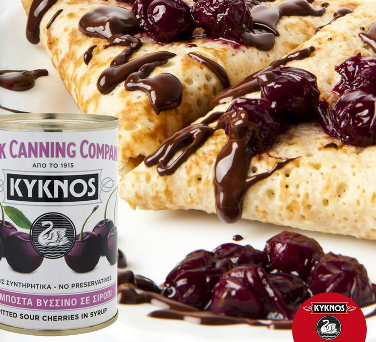 KYKNOS S.A. Greek Canning - Sauerkirschen in Sirup - aus Griechenland -  4er Pack - 4 x 425g