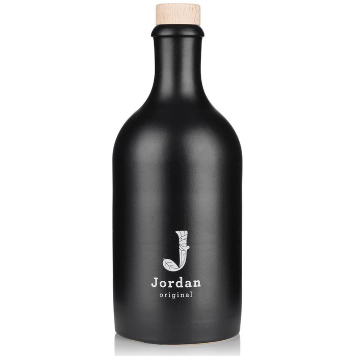 Jordan Original - Keramikflasche breit - matt schwarz - 500 ml - inkl. Holzdeckel mit Ausgießer