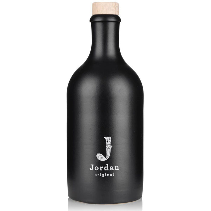 Jordan Original - Keramikflasche breit - matt schwarz - 500 ml - inkl. Holzdeckel mit Ausgießer