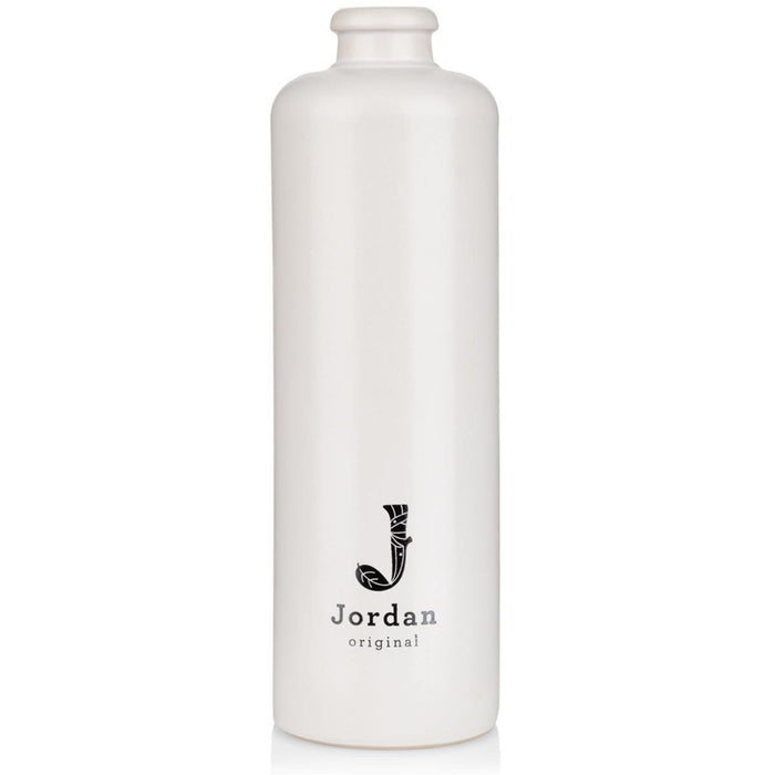 Jordan Original - Keramikflasche schmal - matt weiß - Jordan Original Logo Schwarz - ohne Ausgießer - 500 ml