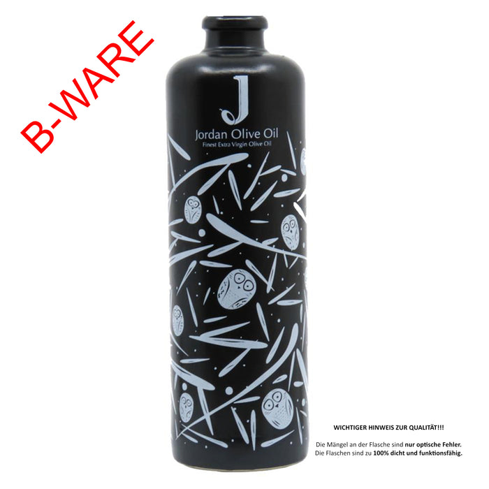 Jordan Keramikflasche - matt schwarz mit weißen Symbolen - ohne Ausgießer - 500ml - B-WARE - 30% RABATT
