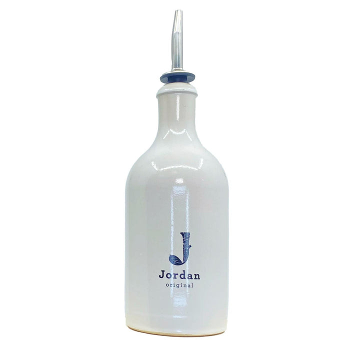 Jordan Original - Keramikflasche breit - weiß glänzend - 500 ml inkl. Edelstahlausgießer herausnehmbar