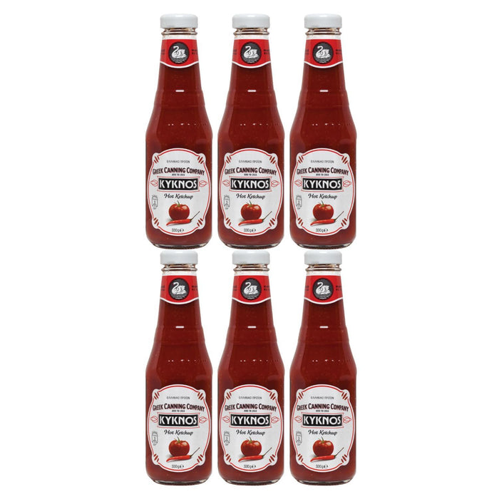 KYKNOS S.A. Greek Canning - Fruchtiger Tomaten Ketchup aus Griechenland - leicht scharf - 6er Pack - 6x 330g Flasche