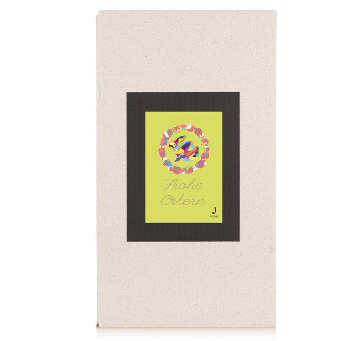 Jordan Original - Geschenkbox - Frohe Ostern Bunt - umweltfreundlicher Graspapier Karton 340 x 190 x 100mm (zB. Platz für zwei Flaschen)