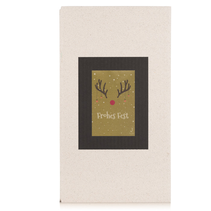 Jordan Original - Geschenkbox - Frohes Fest - umweltfreundlicher Graspapier Karton 340 x 190 x 100mm (zB. Platz für zwei Flaschen)